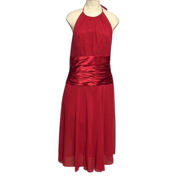 LIZ CLAIRBOURNE STRAPLESS DRESS SIZE 14 APPLE RED - Picture 1 of 11